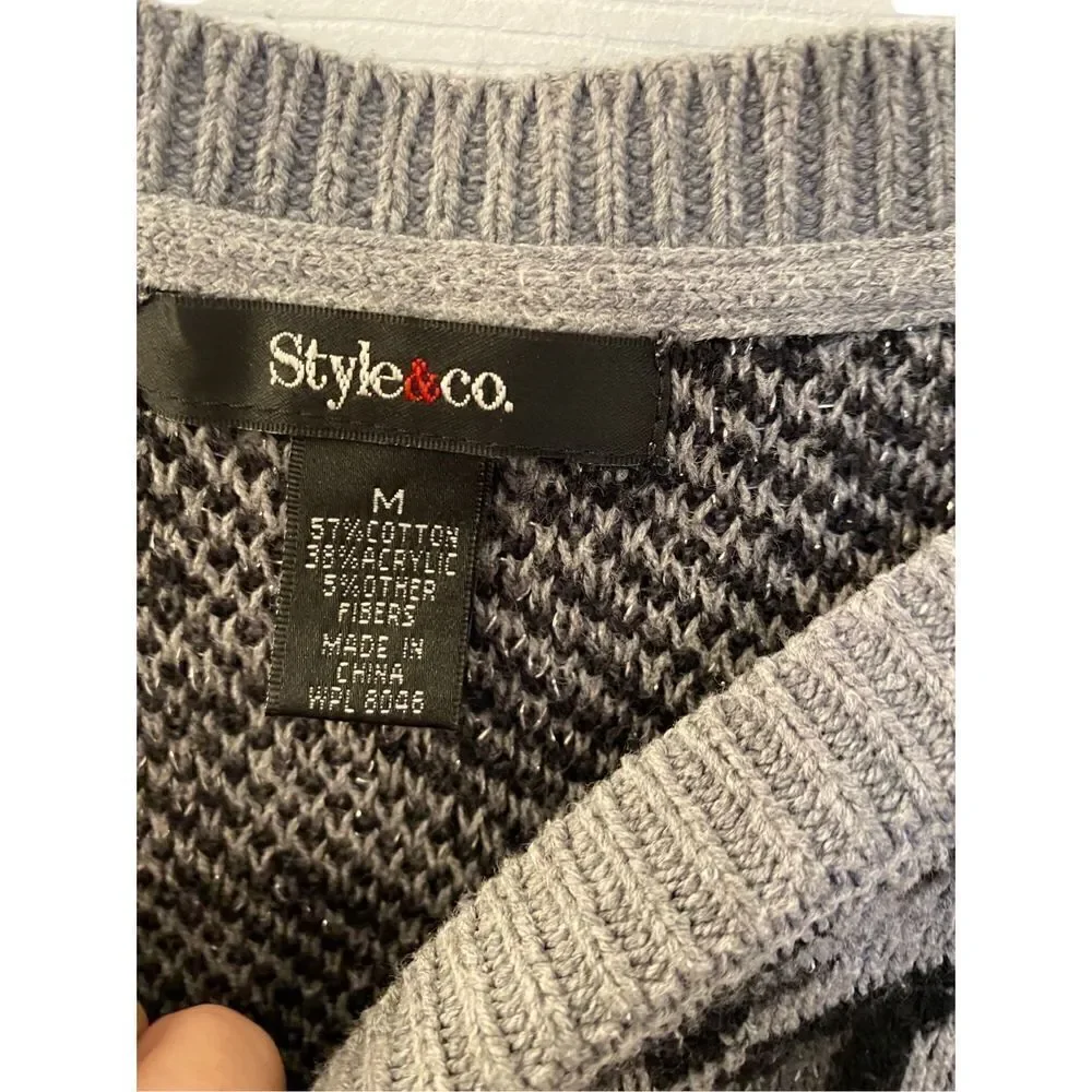 Style &Co., women’s gray & black cheetah, print, front pocket sweater size mediu